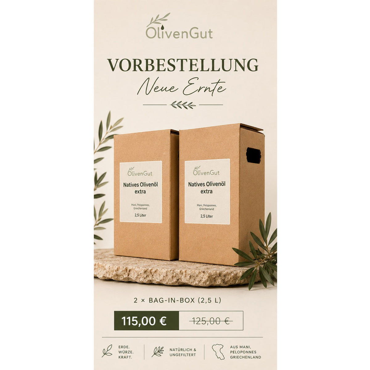 Neue Ernte Olivenöl | 5 Liter Vorteilspaket